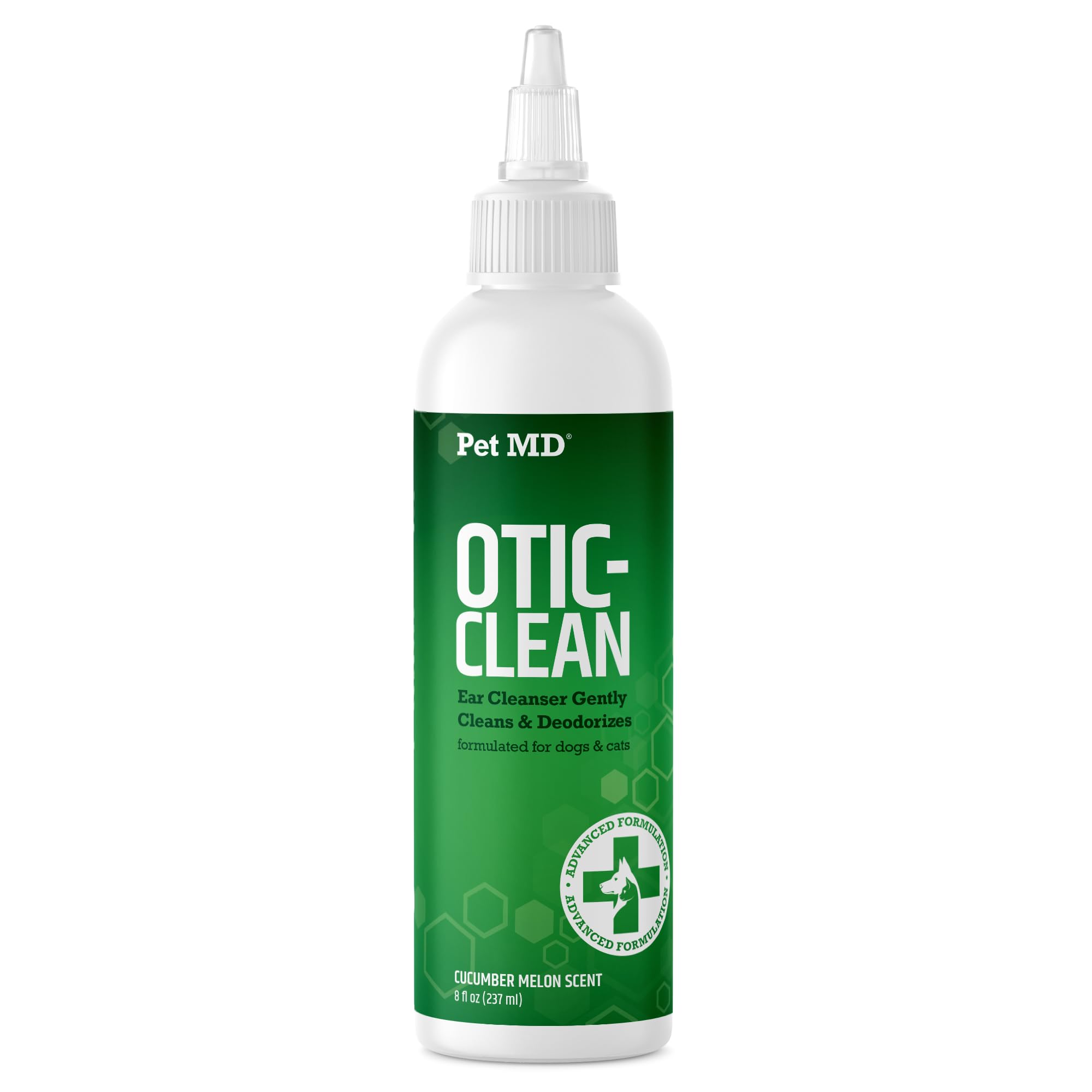 Pet MD Otic Clean Dog Ear Cleaner for Cats and Dogs - Effective Against Infections Caused by Infections, Itching and Controls Ear Odor - 8 oz (Cucumber Melon)
