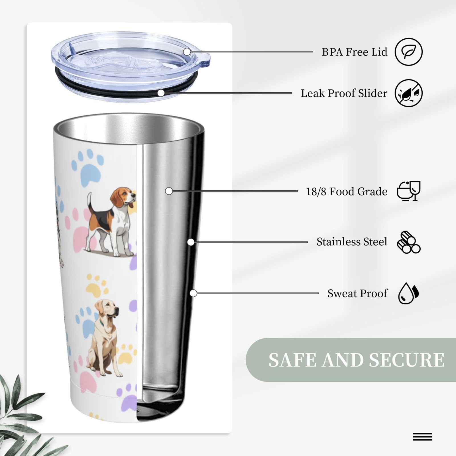TOMASLINK Cute Dog Coffee Mug Gift For Dog Lover,Dog Mom,Dog Dad 20oz Stainless Steel Dog Coffee Tumbler With Lid And 2straw, Dog Mom Anime Insulated Travel Mug Coffee Cup (Dog-A)