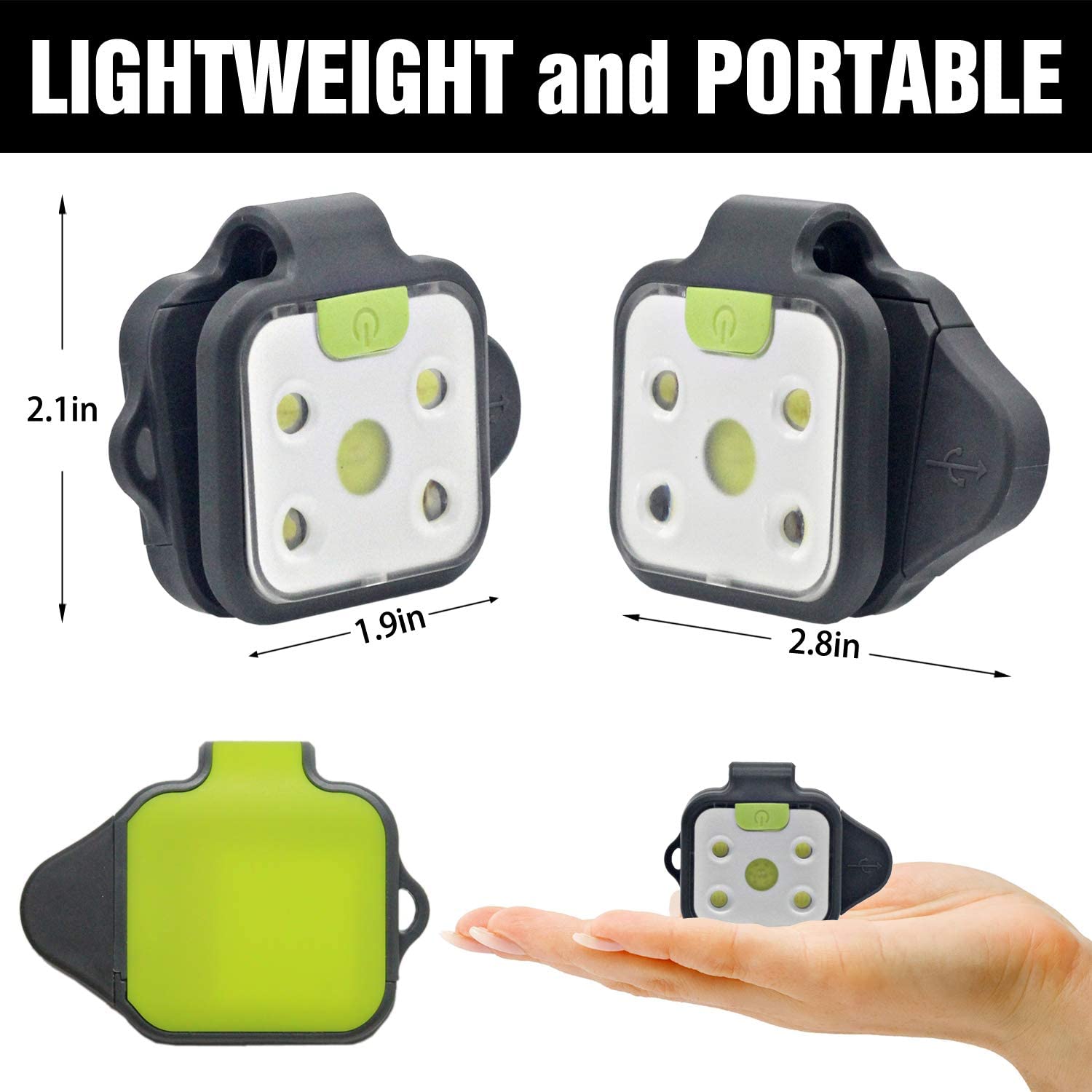 HOKOILN 2Pack Running Lights for Runners, LED Rechargeable Running Lights with Sturdy Clip, Ultra Bright Clip on Flashlight for Camping, Hiking, Walking, Jogging, Outdoor Adventure