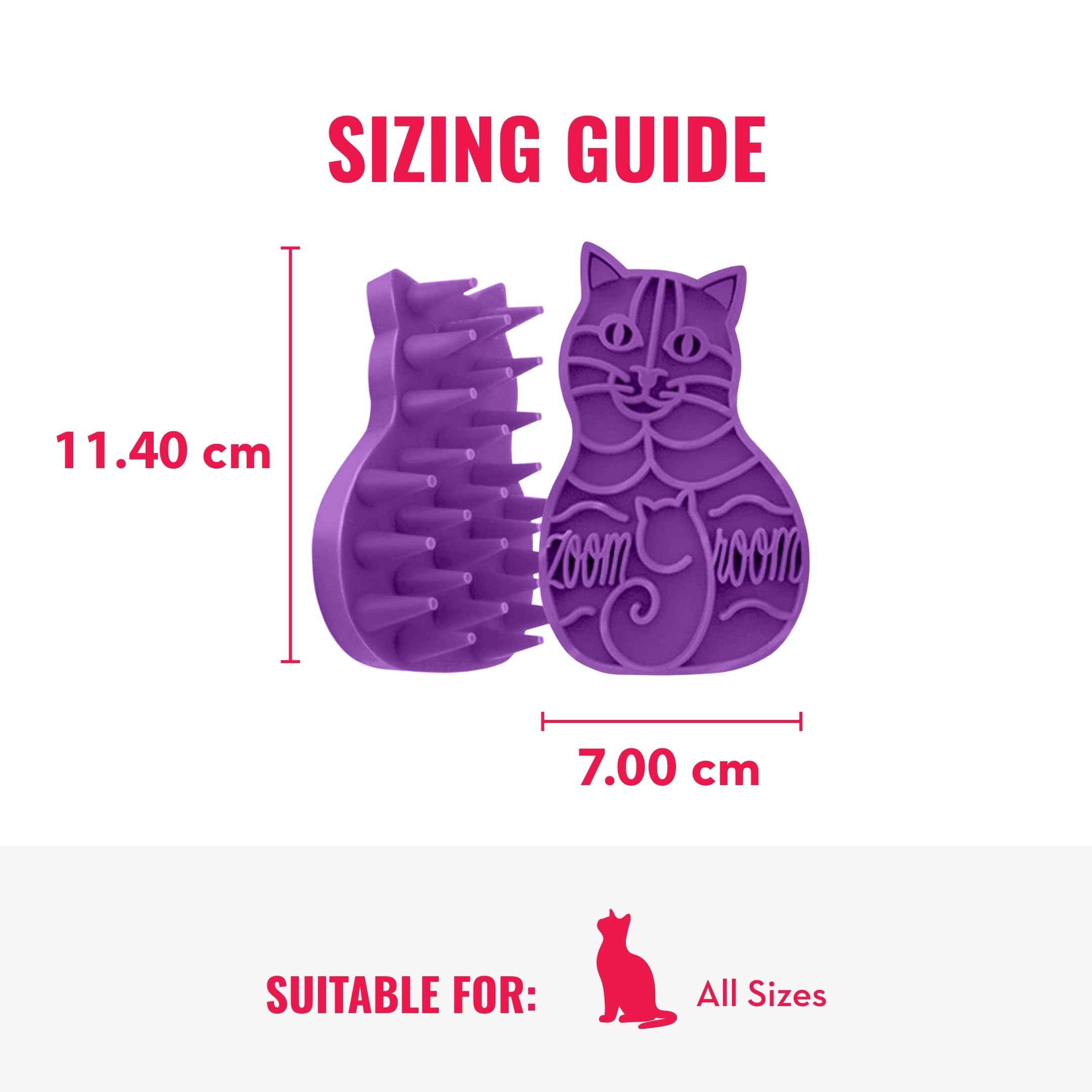 KONG Cat ZoomGroom Brush - Soft Rubber Grooming Tool for Brushing, Massaging, Bathing, and Reducing Hairballs