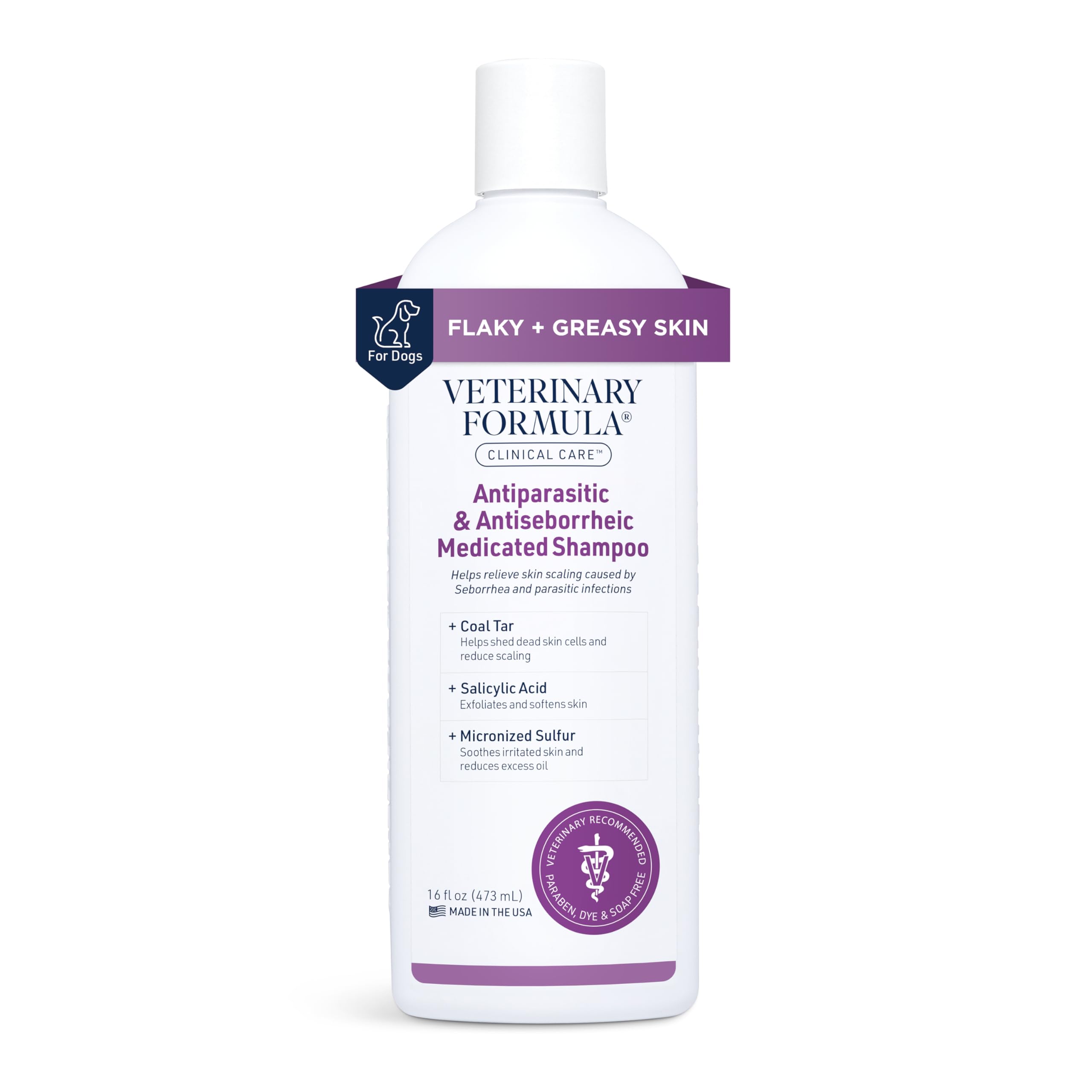 Veterinary Formula Clinical Care – Antiparasitic & Antiseborrheic Medicated Dog Shampoo – Supports Dry, Irritated Skin and Helps Soothe Occasional Itchy Spots – 16 oz