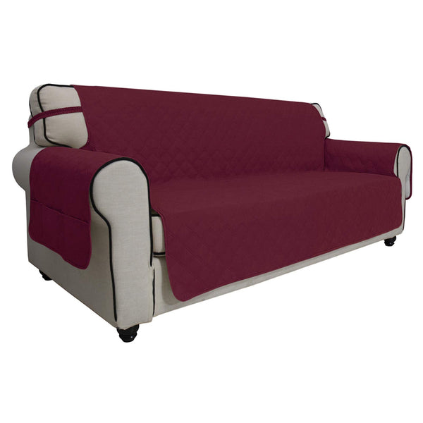 Easy-Going Sofa Slipcover Waterproof Couch Cover for 3 Cushion Couch Sofa Cover Furniture Protector Cover Pets Covers Washable Non-Slip Fabric Pets Kids Children Dog Cat (Sofa, Wine)