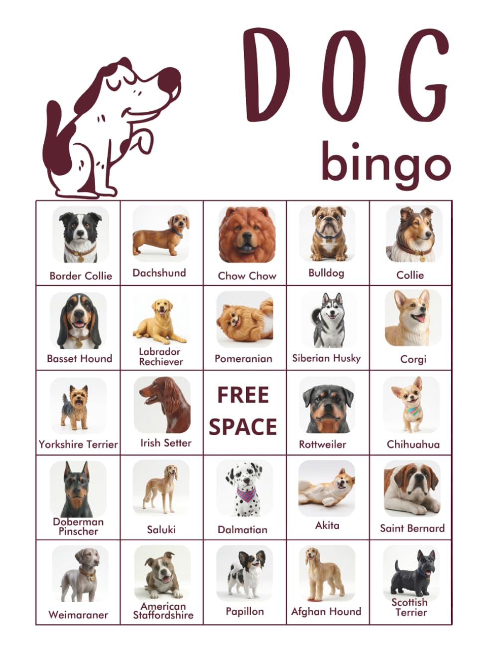Dog Bingo Game: 32-Player Puppy Themed Party Games for Dog Birthdays Party Game, Pet Events, and Dog Lovers' Gifts