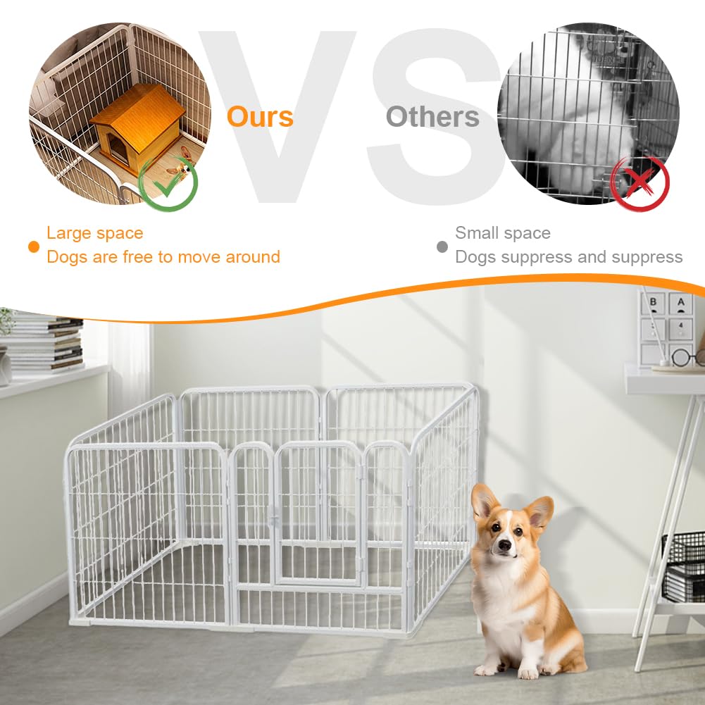 Dog Playpen for Indoor & Outdoor, 6 Panels Heavy Duty Dog Playpen, Foldable Metal Pet Play Pen Exercise Pen, Stainless Steel Pet Fence Barrier for Dog Cat Rabbit Indoor Outdoor Home Yard