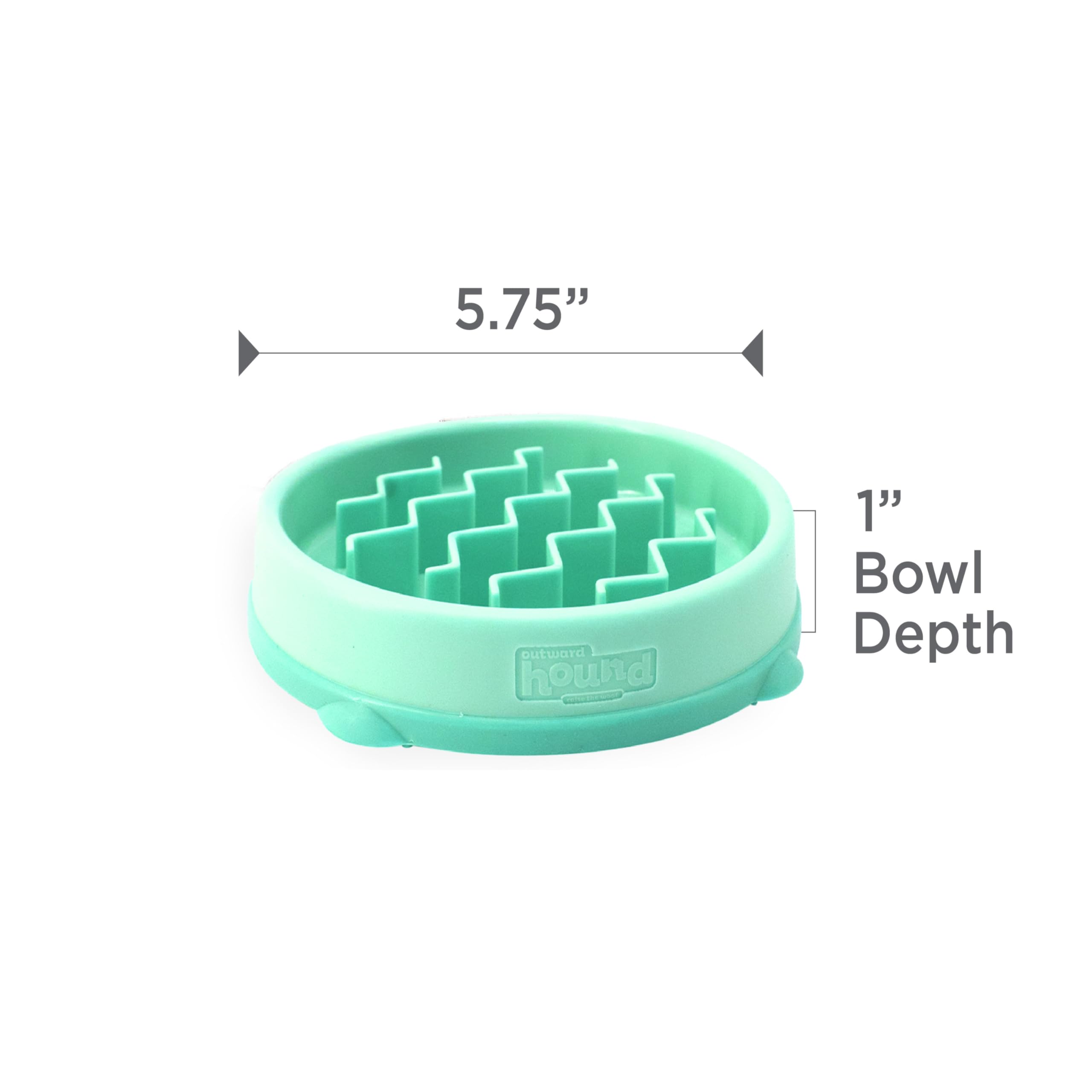Outward Hound Fun Feeder Slo Bowl – Small 3/4-Cup Capacity, Slow Feeding, Small Dogs, Puppies & Cats, Non-Slip, Mint, Wave Pattern