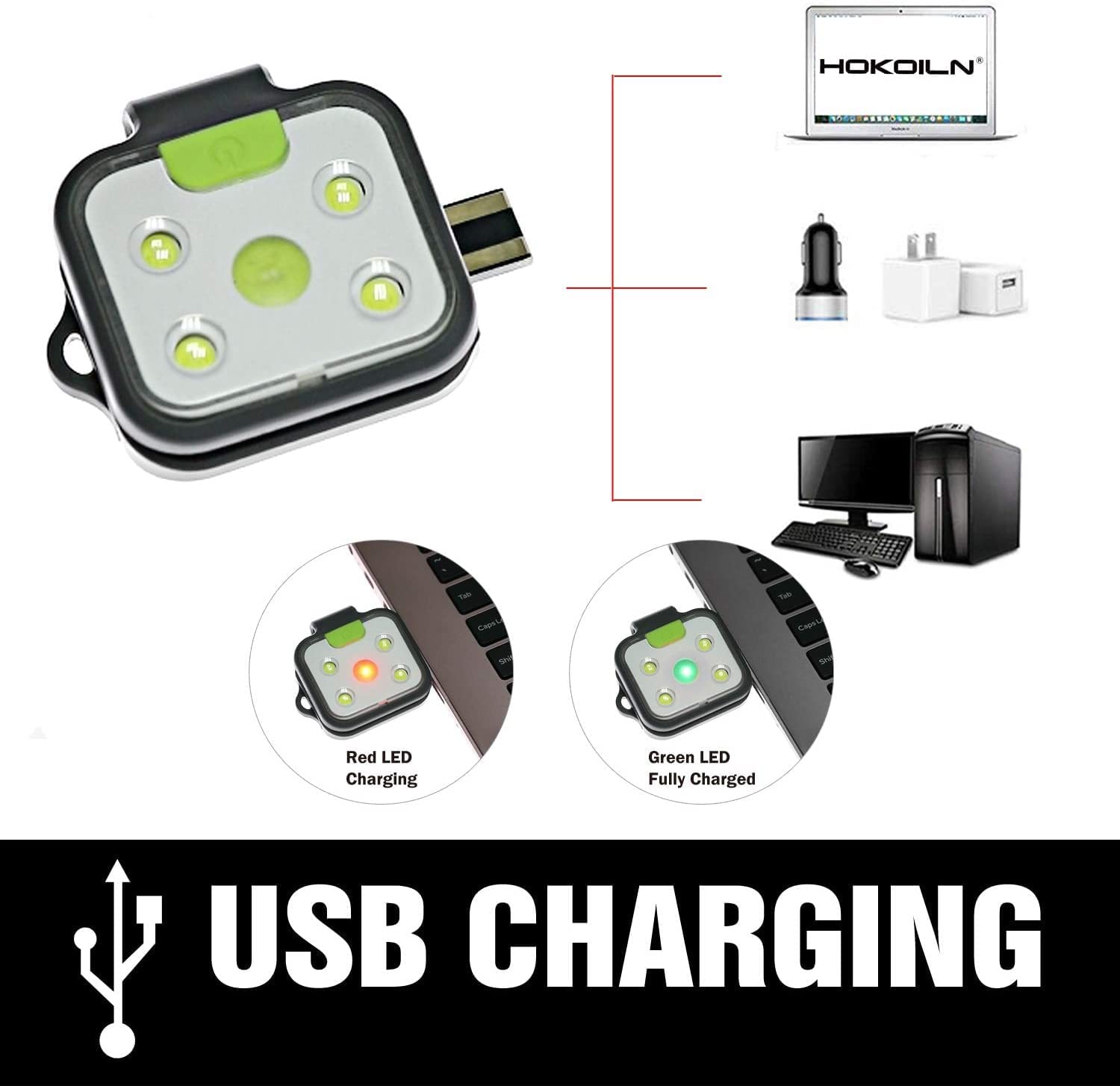 HOKOILN 2Pack Running Lights for Runners, LED Rechargeable Running Lights with Sturdy Clip, Ultra Bright Clip on Flashlight for Camping, Hiking, Walking, Jogging, Outdoor Adventure