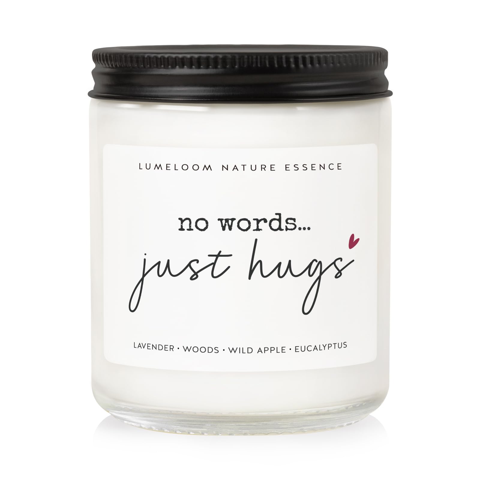 LUMELOOM Sympathy Gifts for Loss of Loved One, Memorial Gifts - 9oz Lavender Scented Soy Wax Candle - No Words Just Hugs, Bereavement, Grief, Think of You, Miscarriage, Get Well Candle for Women