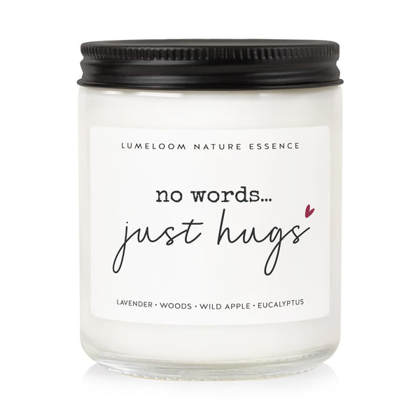 LUMELOOM Sympathy Gifts for Loss of Loved One, Memorial Gifts - 9oz Lavender Scented Soy Wax Candle - No Words Just Hugs, Bereavement, Grief, Think of You, Miscarriage, Get Well Candle for Women