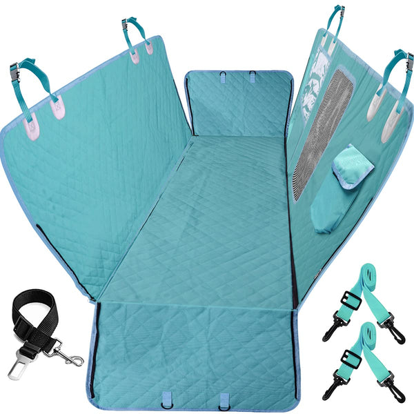 GURETER Dog Car Seat Cover for Back Seat, Teal Waterproof Anti-Scratches Pet Car Backseat Protector, Trunk Cover Cargo Liner, Pet Car Booster Seat, Suitable for Most Vehicles CWLSGU5, Teal Blue