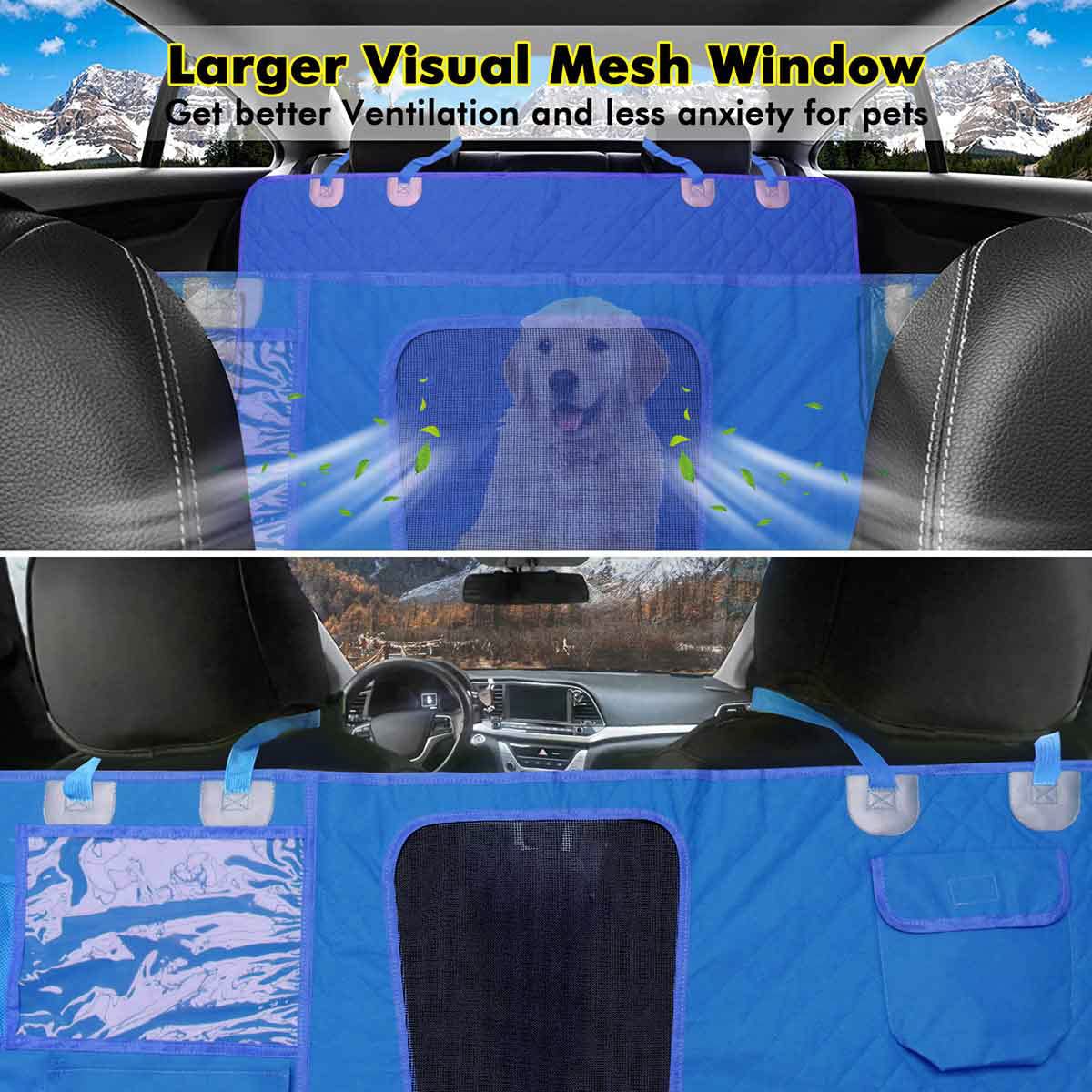 GURETER Dog Car Seat Cover for Back Machine Washable Waterproof Protector Dogs, Backseat with Mesh Window, Universal Cars, Trucks & SUVs, Blue, CWLSGU3