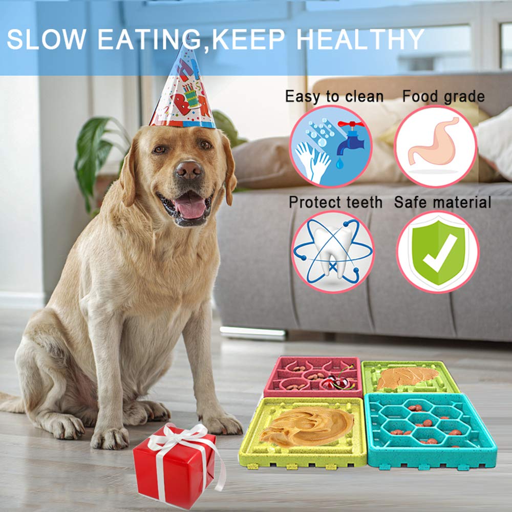 mcgrady1xm 4 Pcs Slow Feeder Dog Mat, Dog Lick Pad with Suction Cups for Pet Bathing, Training and Grooming Distraction, Non Slip Dog Lick Bowl