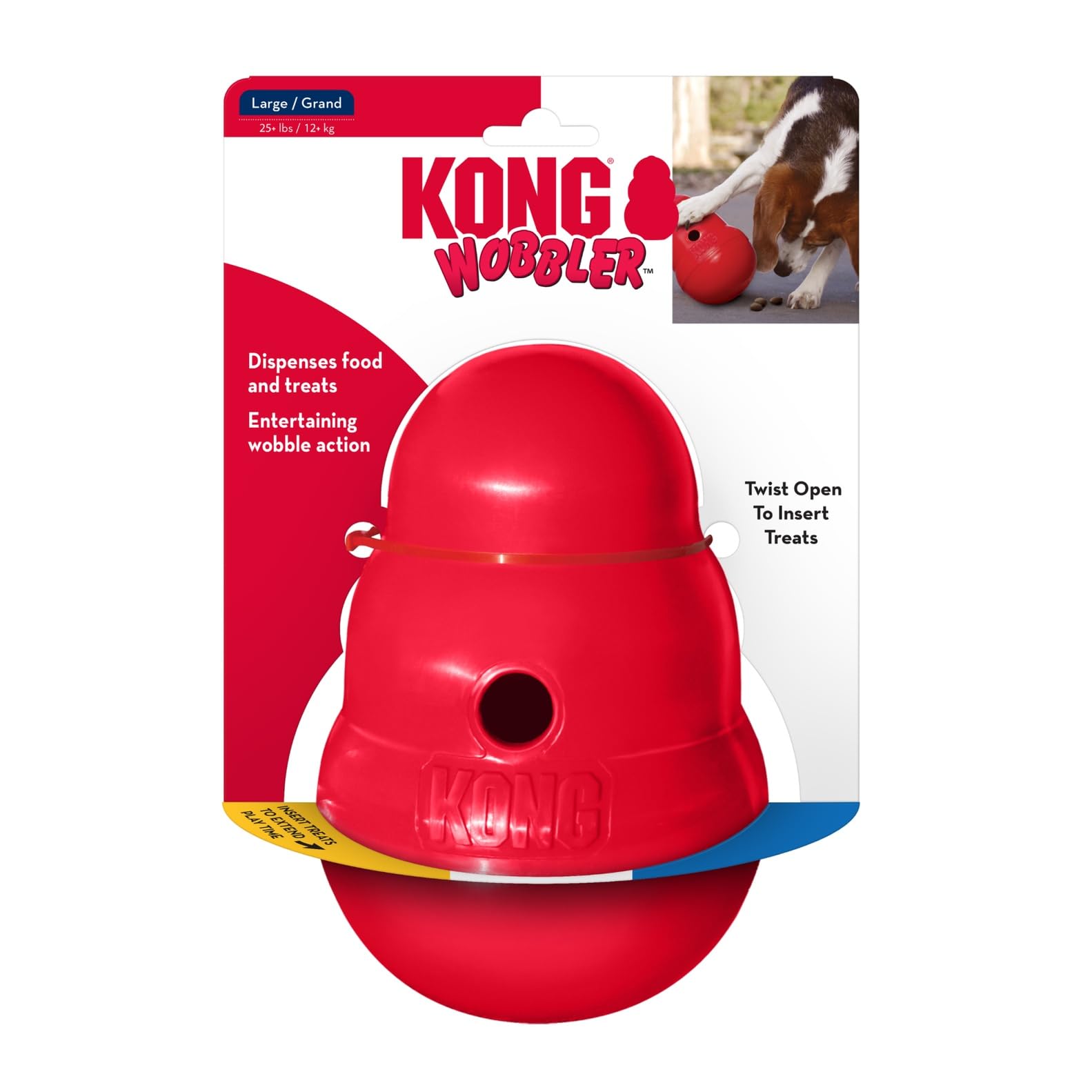 KONG Wobbler - Interactive Dog Toy for Treat Dispensing - Dog Slow Feeder for Healthy Eating - for Medium/Large Dogs