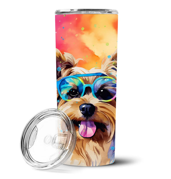 Caroline's Treasures Yorkshire Terrier Hippie Dawg Stainless Steel Skinny Tumbler Vacuum Double Walled Reusable Insulated Tumbler Travel Cup for Coffee Cocktails Gift with Lid, 20 oz