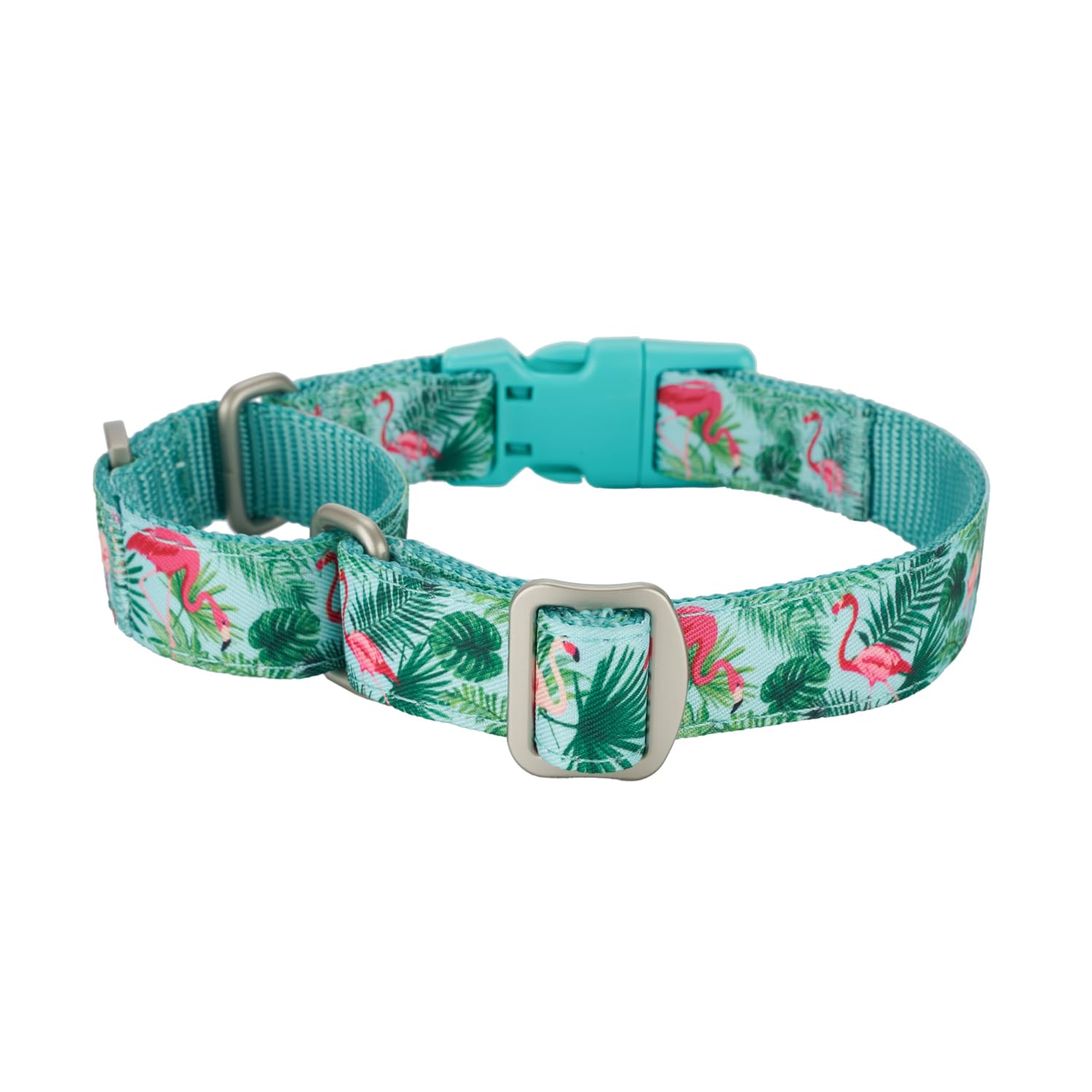 YUDOTE Martingale Dog Collars with Quick Snap Buckle Adjustable Flamingo Pattern Training No Pull Collars for Female Male Small Dogs (Medium,Flamingo)