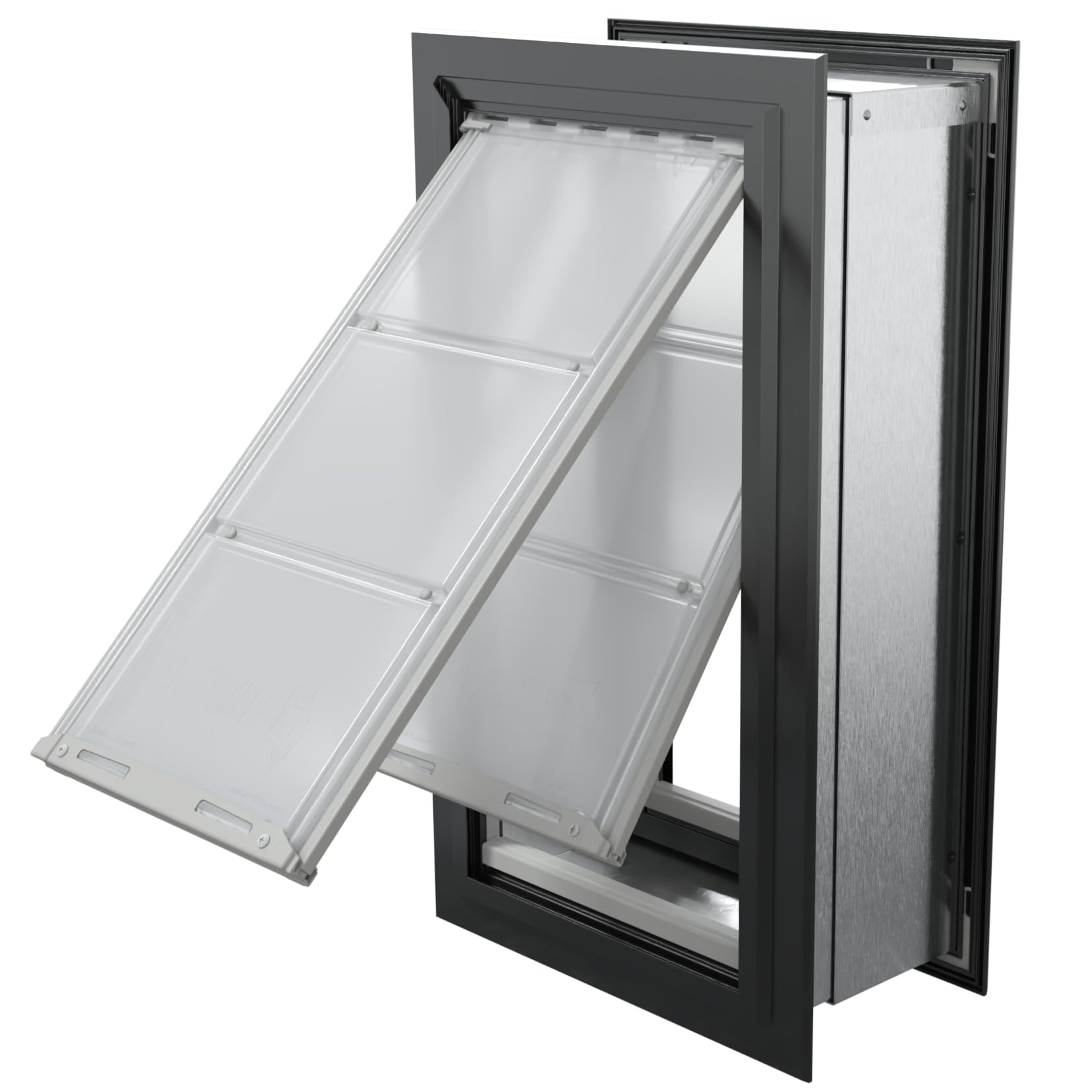 Endura Flap Double Flap Pet Door for Thick Walls | Deep Wall Design up to 13" Thick | Insulating Dual-Layer Flap & Durable Aluminum Frame | Includes Locking Cover | Black, Large, Double Flap