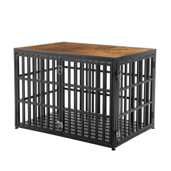 LUCKUP Heavy Duty Dog Crate Furniture for Medium and Large Dogs, Dog Kennel Indoor Dog Cage end Table, Wooden Metal Pet House with Adjustable Feet, 40 Inch, Black