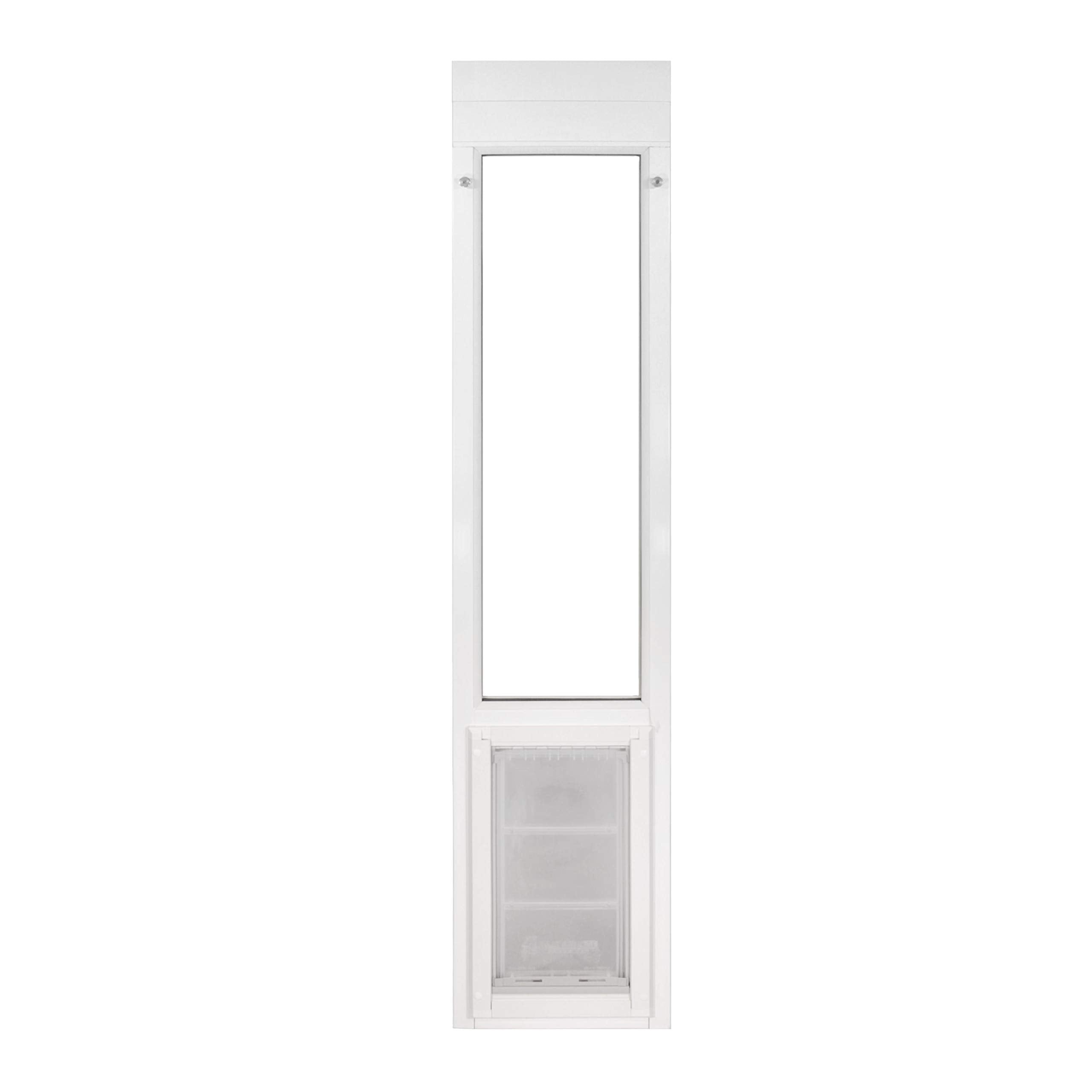 Endura Flap Pet Door for Vinyl Sliding Glass Doors | Weatherproof & Insulated Dog Door for Vinyl Sliders | Durable with Secure Locking Cover | White, Small Flap, 74.75"-77.75" Slider Height