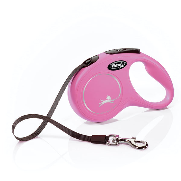 FLEXI New Classic Tape Retractable Dog Leash for Small Dogs Up to 33 lbs. – 16 ft., Pink Tangle-Free Pet Walking Leash with One-Handed Brake, Pause, Lock German Quality Product