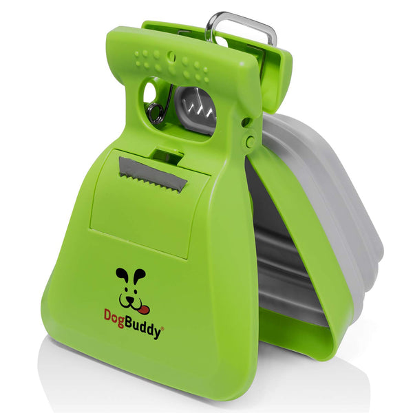 DogBuddy Pooper Scooper, Portable Dog Pooper Scooper, Poop Scooper for Small and Large Dogs, Pooper Scooper with Bag Attachment, Leash Clip and Dog Waste Bags Included (Large, Kiwi)