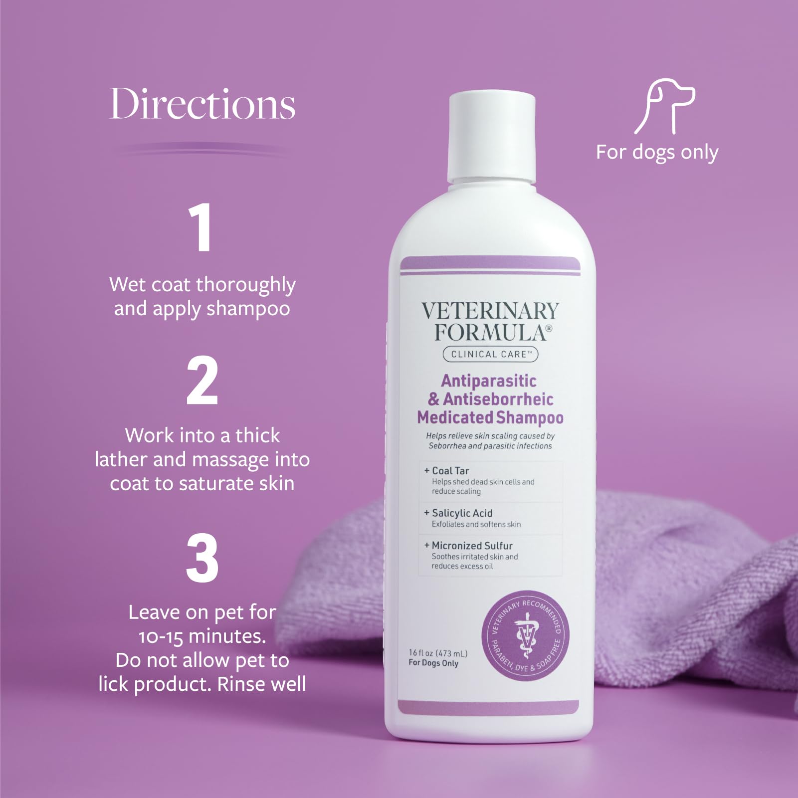 Veterinary Formula Clinical Care – Antiparasitic & Antiseborrheic Medicated Dog Shampoo – Supports Dry, Irritated Skin and Helps Soothe Occasional Itchy Spots – 16 oz