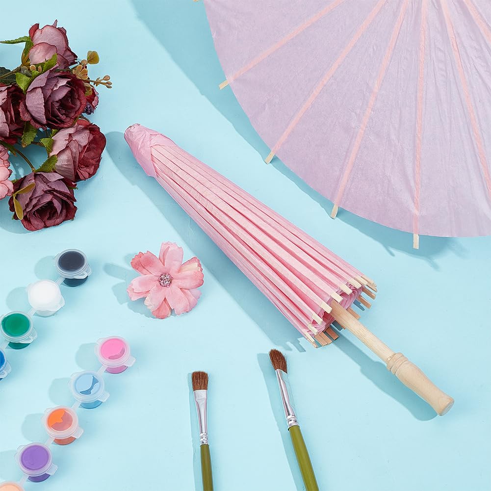 PH PandaHall 2PCS 16 inch Pink Paper Umbrellas DIY Oiled Umbrella Crafts Chinese Parasol Hand Painting Decor Props for Wedding Bridal Photography Craft Party Christmas Easter Decoration