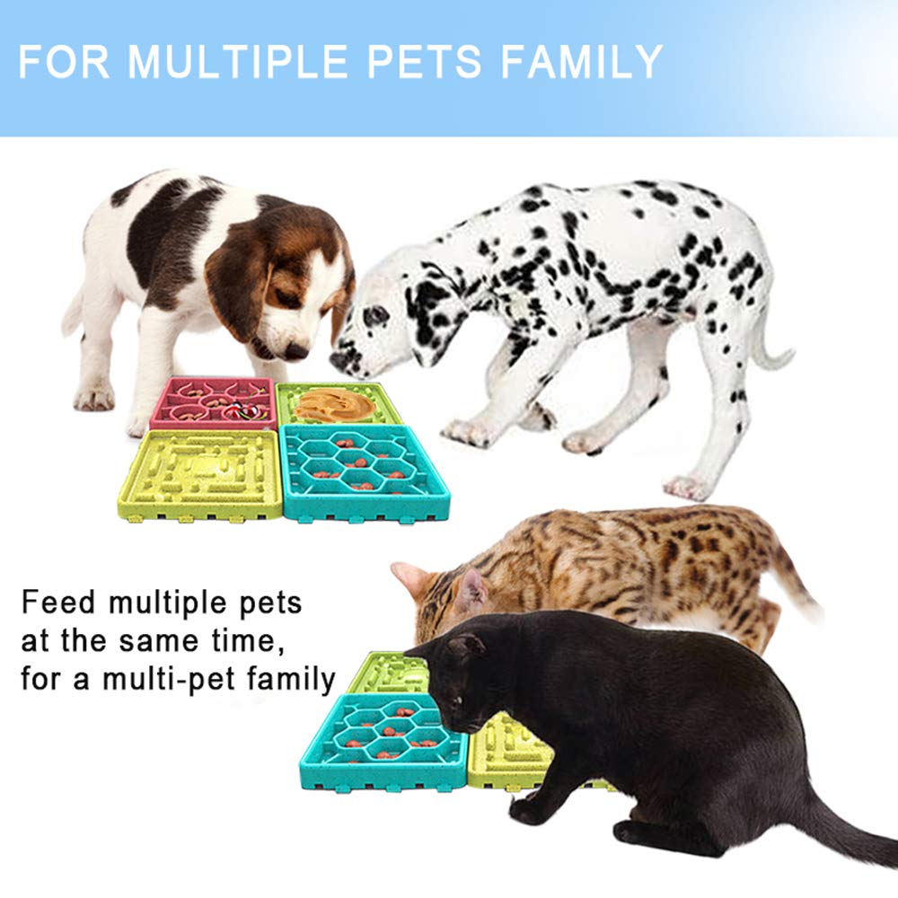 mcgrady1xm 4 Pcs Slow Feeder Dog Mat, Dog Lick Pad with Suction Cups for Pet Bathing, Training and Grooming Distraction, Non Slip Dog Lick Bowl