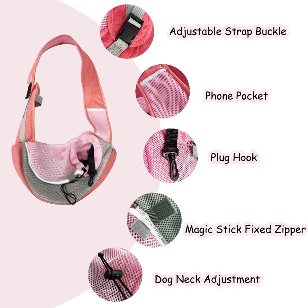 FEimaX Pet Dog Sling Carrier Puppy Pet Slings Bag for Small Dogs Cats Satchel Carriers Breathable Mesh Hand Free with Adjustable Strap Doggie Crossbody for Outdoor Travel (Small, Black)