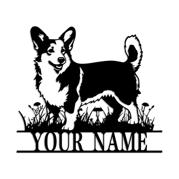 Corgi Metal Sign, Corgi Metal Wall Decor, Dog House,Personalized Dog Lover Name Sign, Home Decor Pet Kid Nursery Animal Decoration (Corgi B)