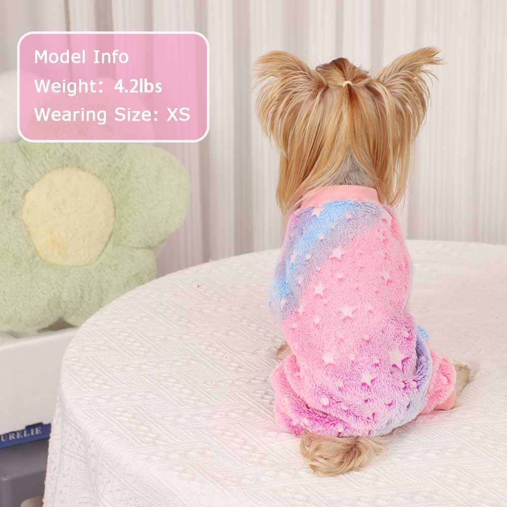 Dog Pajamas for Small Dogs, Glow in Dark Tie Dye Unicorn Sweater, Super Soft Velvet Material Chihuahua Yorkie Tiny Clothes Outfits (X-Small)
