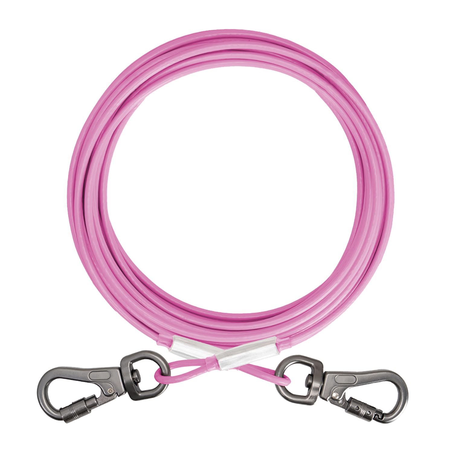 Tangle-Free Dog Tie Out Stake and 100ft Pink Tie Out Cable