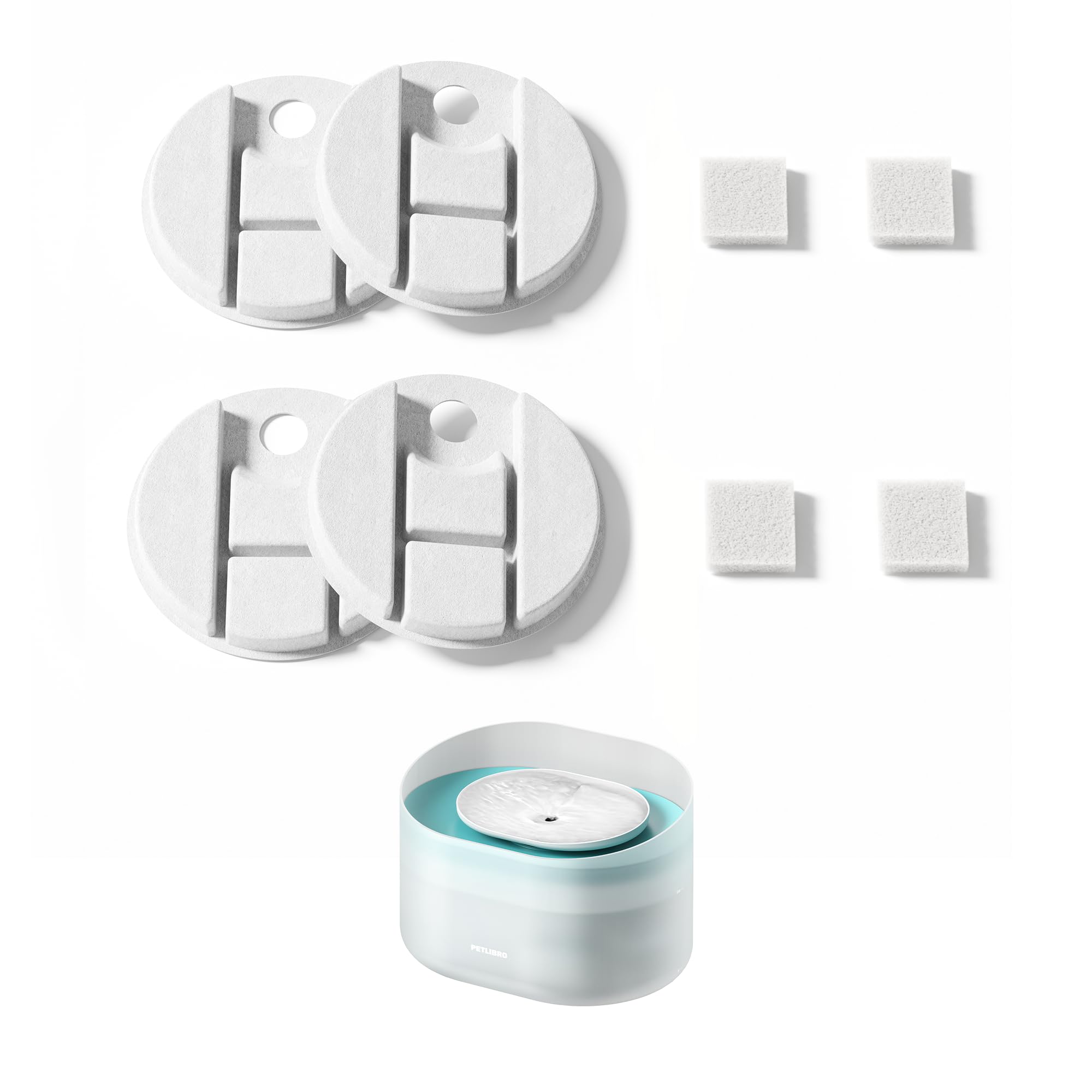 PETLIBRO Replacement Filters for Capsule Dog Fountain PLWF008, 2 Month Set of Filters for Dog Water Dispensers, 4 Count Pack, White