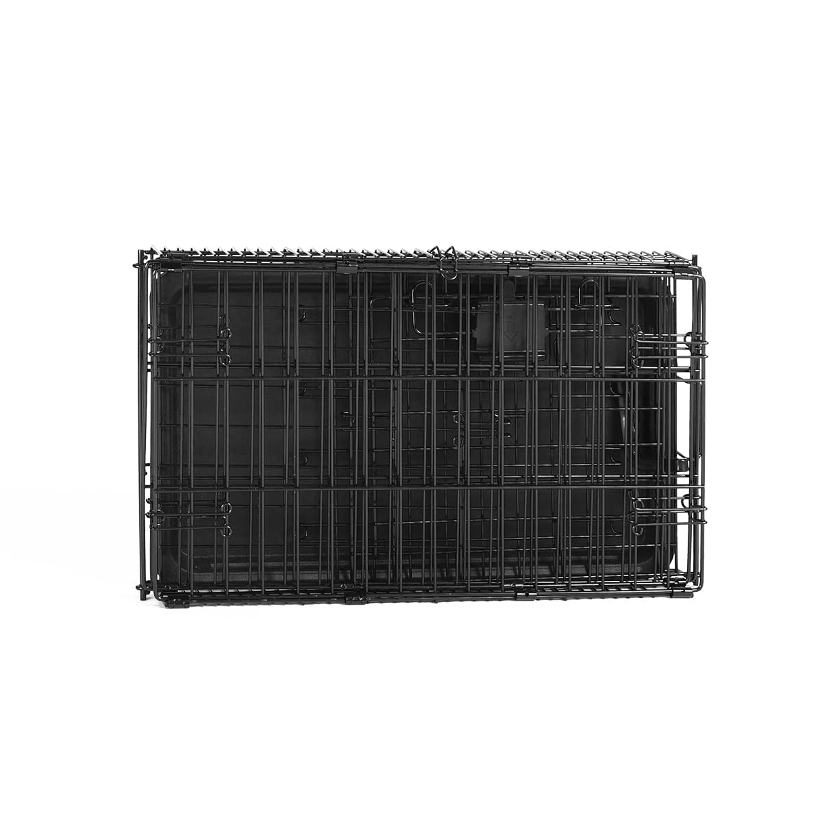 Amazon Basics Portable, Foldable Metal Wire Dog Crate with Removable Tray, Single Door, Divider Panel, Collapsible for Travel, 22 x 13 x 16 in, Black
