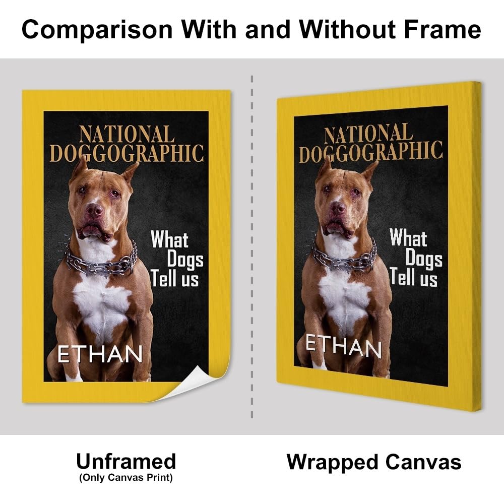 Vomokim Personalized Dog Photo Canvas Prints Wall Art Animal Portrait Magazine Style Poster Prints Framed Home Decor Custom Picture Photo Canvas Poster Housewarming Gift dor Dog Lovers