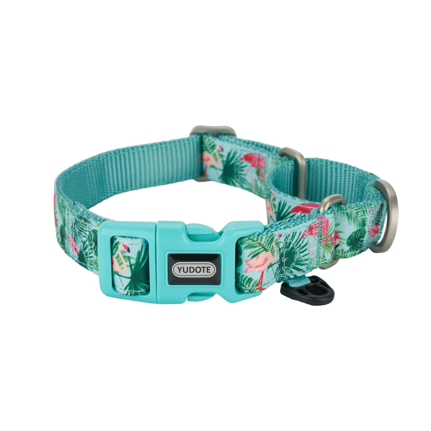 YUDOTE Martingale Dog Collars with Quick Snap Buckle Adjustable Flamingo Pattern Training No Pull Collars for Female Male Small Dogs (Medium,Flamingo)
