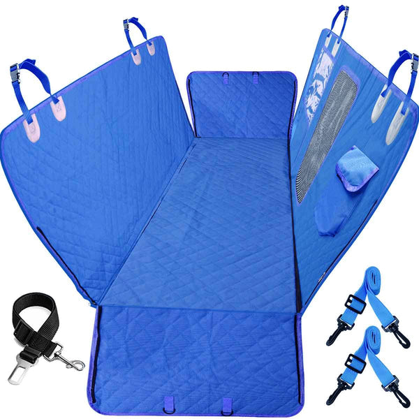 GURETER Dog Car Seat Cover for Back Machine Washable Waterproof Protector Dogs, Backseat with Mesh Window, Universal Cars, Trucks & SUVs, Blue, CWLSGU3