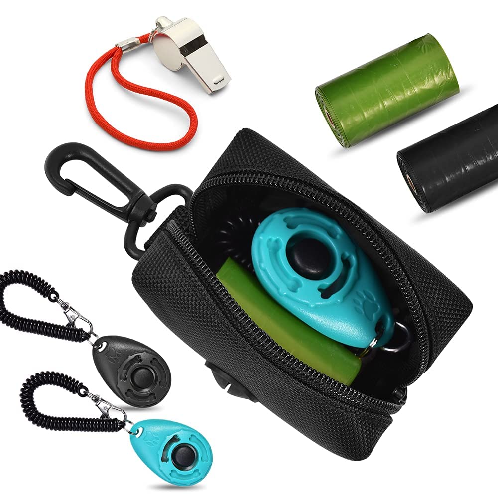 Dog Waste Bag Dispenser Pet Poop Bags Holder for Doggie Waste Bags Dispensers Soft Fabric Zipper Small Doggy Puppy Pouch for Leash Accessory Attachment with Carrier,Black