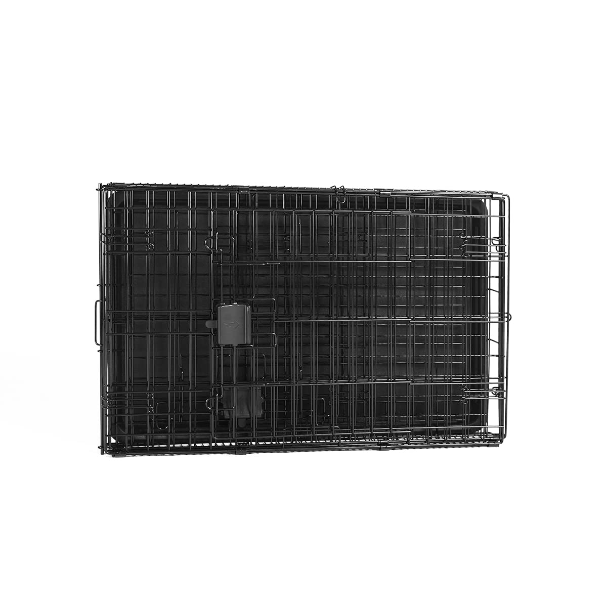 Amazon Basics Portable, Foldable Metal Wire Dog Crate with Removable Tray, Double Door, Divider Panel, Easy to Assemble, 30 x 19 x 21 in, Black
