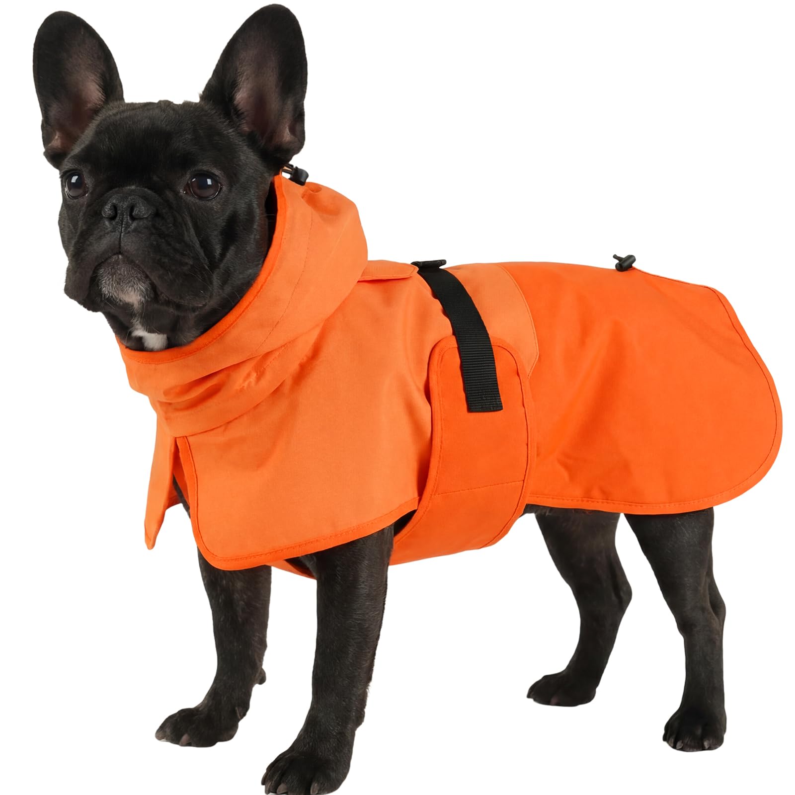 BRKURLEG Dog Raincoat for Small Medium and Large Dogs Waterproof Dog Rain Jacket Adjustable Hooded Dogs Raincoat Pet Rain Coat Poncho with Leash Hole, Reflective Strip, Orange, M