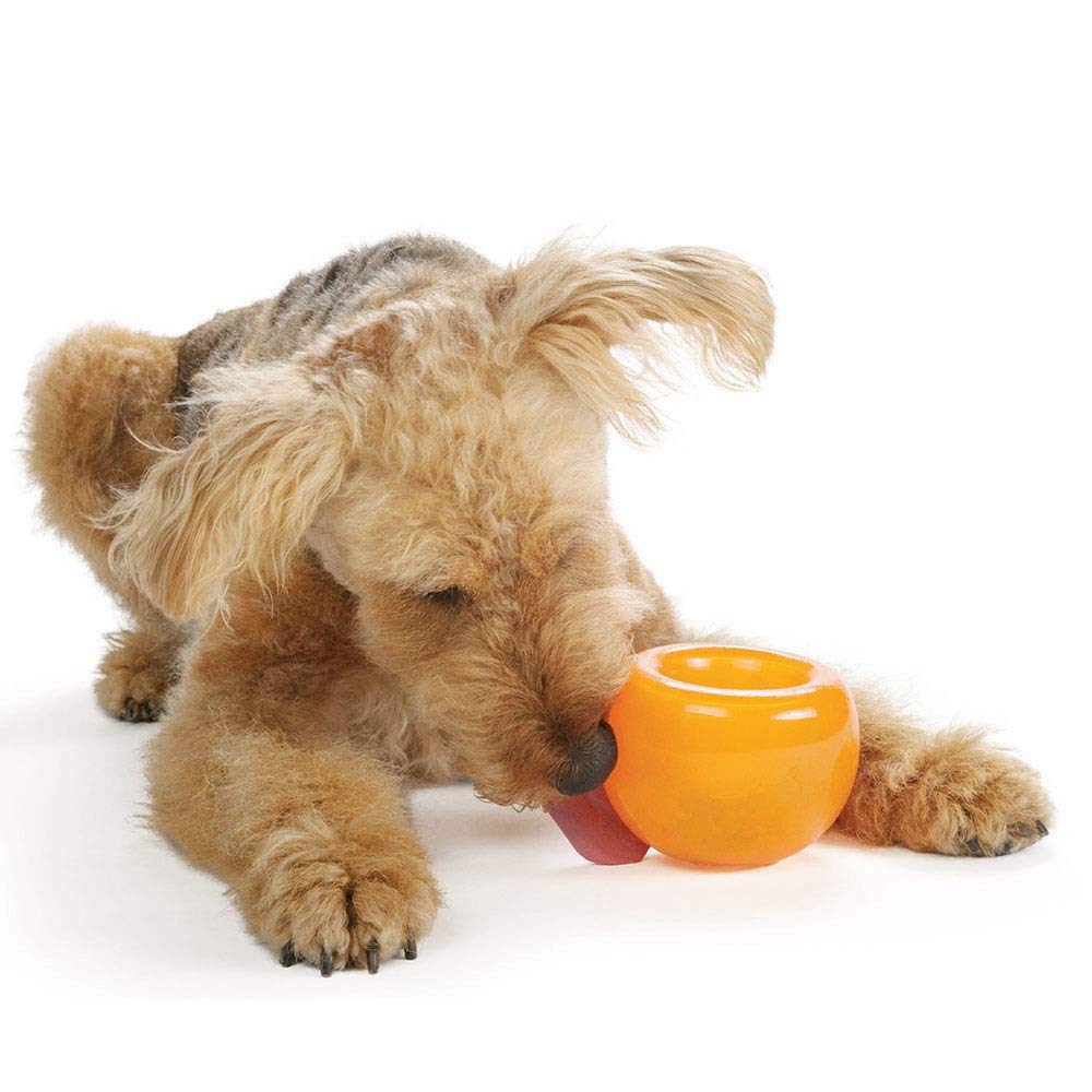 Outward Hound by Planet Dog Snoop Dog Toy – Treat‑Dispenser Puzzle Ball, Interactive Slow Feeder, Medium to Large Dogs, Bouncy & Mint-Infused, Orange, 5"