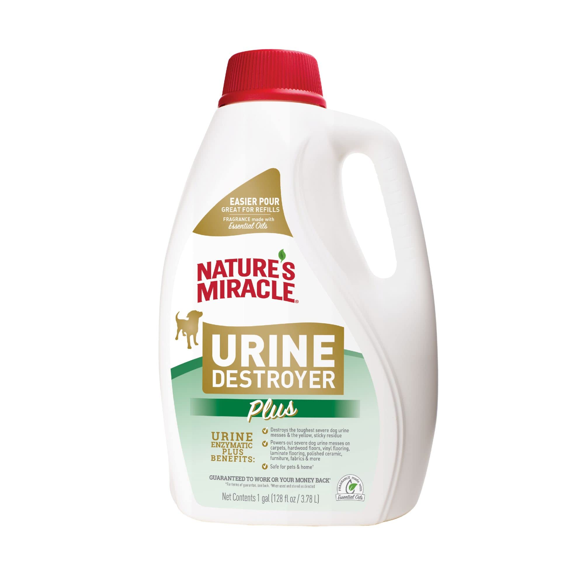 Nature’s Miracle Urine Destroyer Plus for Dogs, Enzymatic Formula Tough on Strong Dog Urine And The Yellow Sticky Residue, 1 Gal
