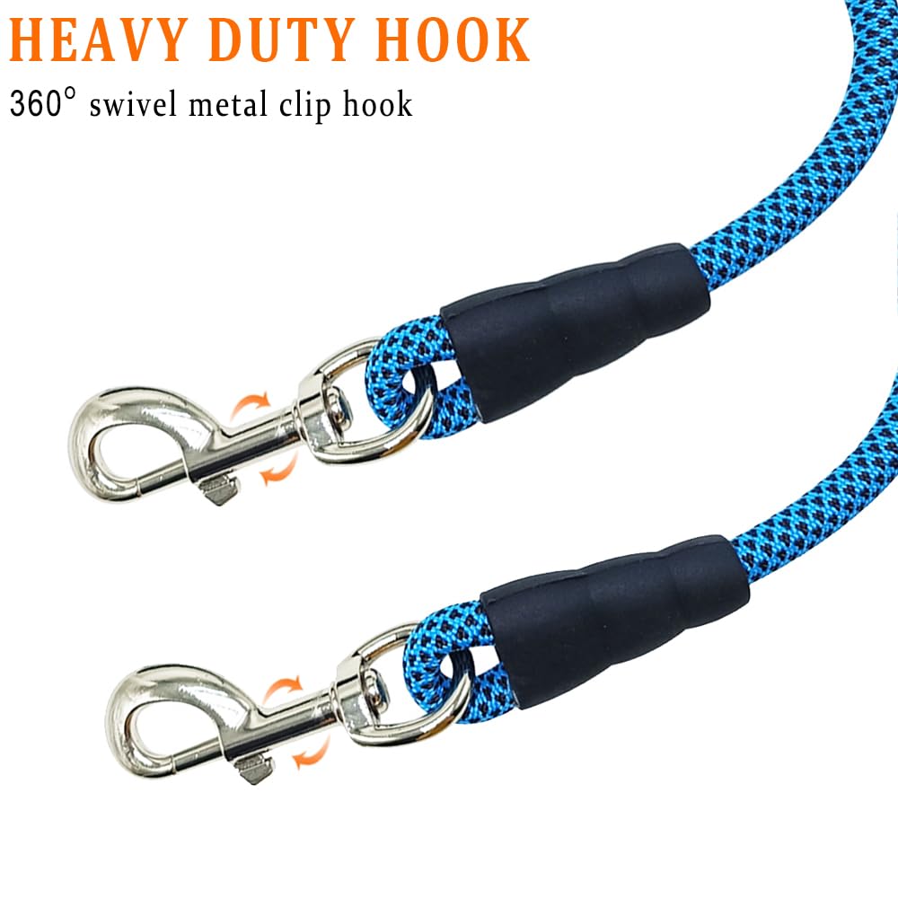YUCFOREN 10FT Dog Tether, Outdoor Tie Out Dog Lead for Porch, 3/8 inch Thick Nylon Rope for Large Medium Dogs Camping, Training
