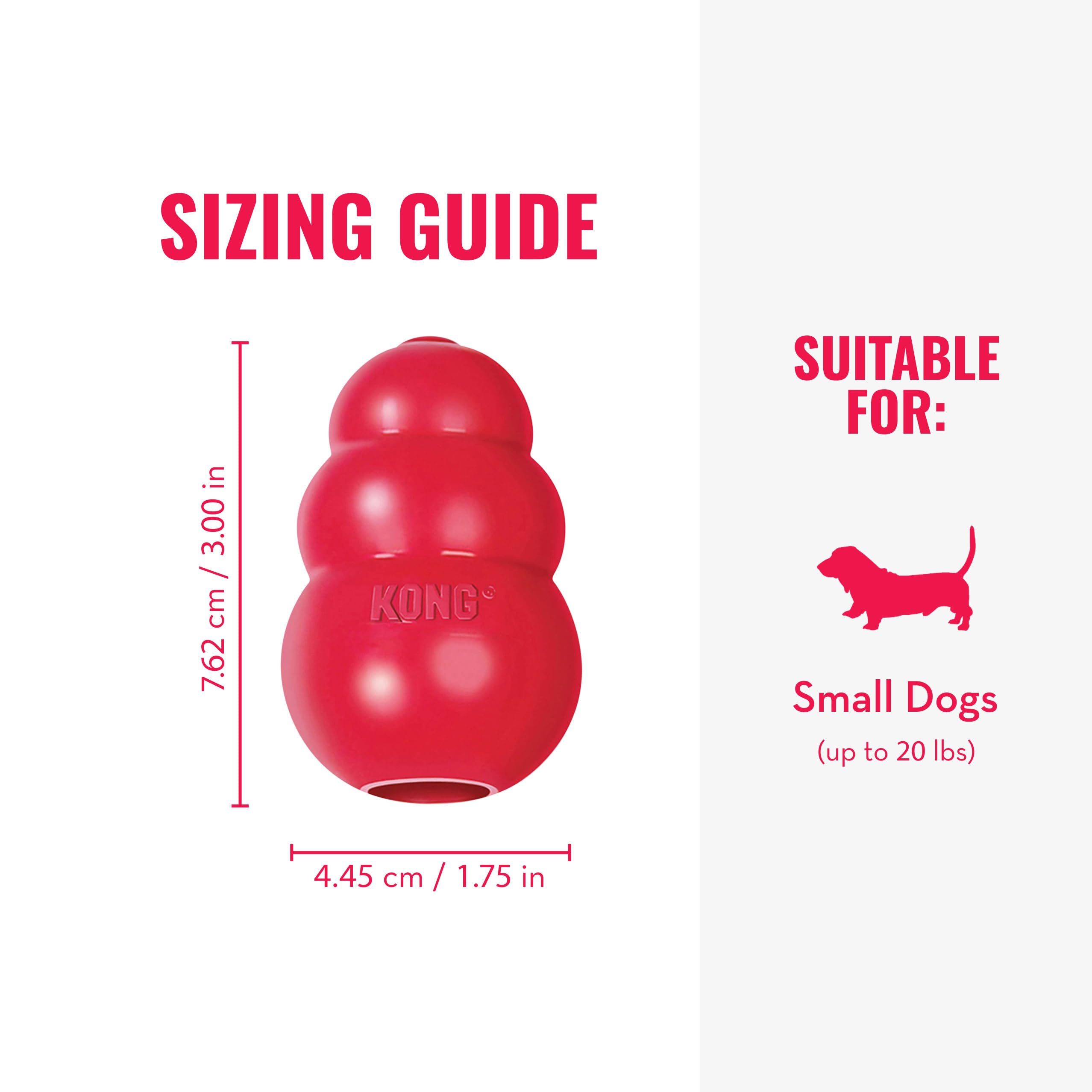 KONG Classic Stuffable Dog Toy - Fetch & Chew Toy for Dogs - Treat-Filling Capabilities & Erratic Bounce for Extended Play Time - Durable Natural Rubber Material - for Small Dogs