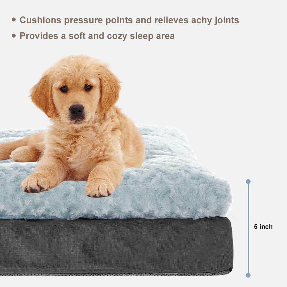CBBPET Orthopedic Dog Bed for Small Medium Dogs with Plush Egg FoamSupport, Super Soft Washable Dog Bed, Top Soft,Bottom Canvas, Waterproof Dog Bed, Relaxing Sleep(Cool & Warm)