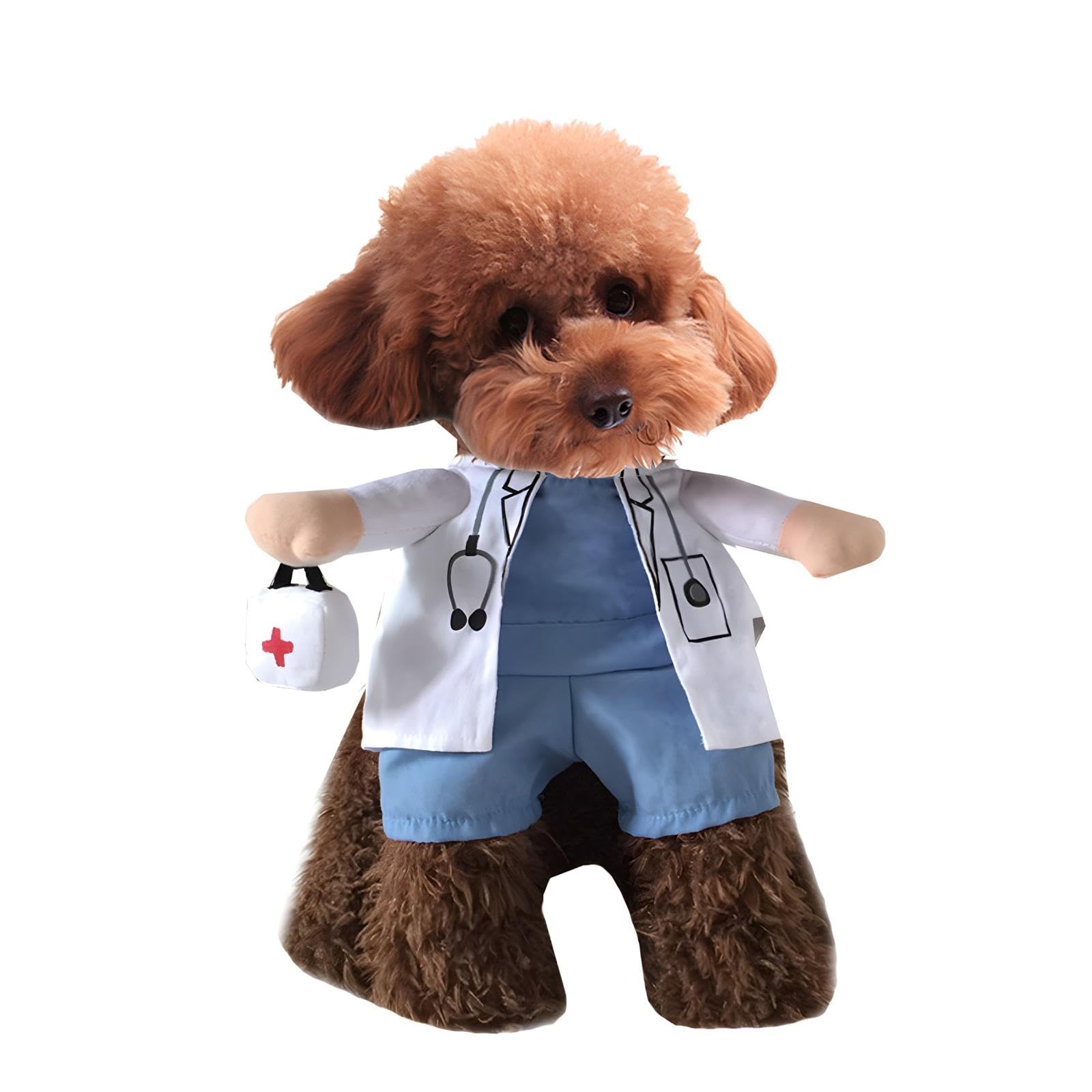 NACOCO Dog Cat Doctor Costume Pet Doctor Clothing Halloween Jeans Outfit Apparel (XS)