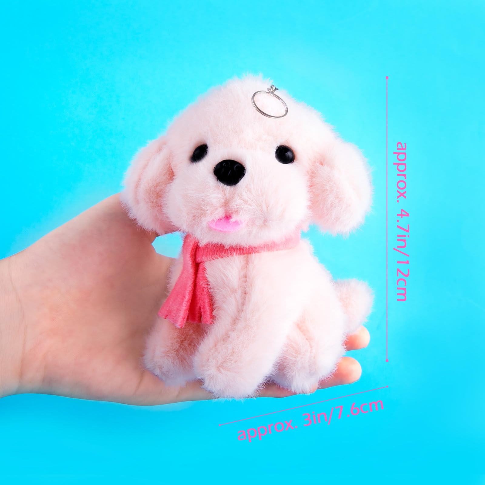 Niceup 12PCS Scarf Dog Stuffed Animals 4.5in Small Sitting Puppy Plush Pet Adoption Party Favors White Pink Khaki Brown Pup Toys for Kids Adult Gift Halloween Costume Christmas Stock Stuffers