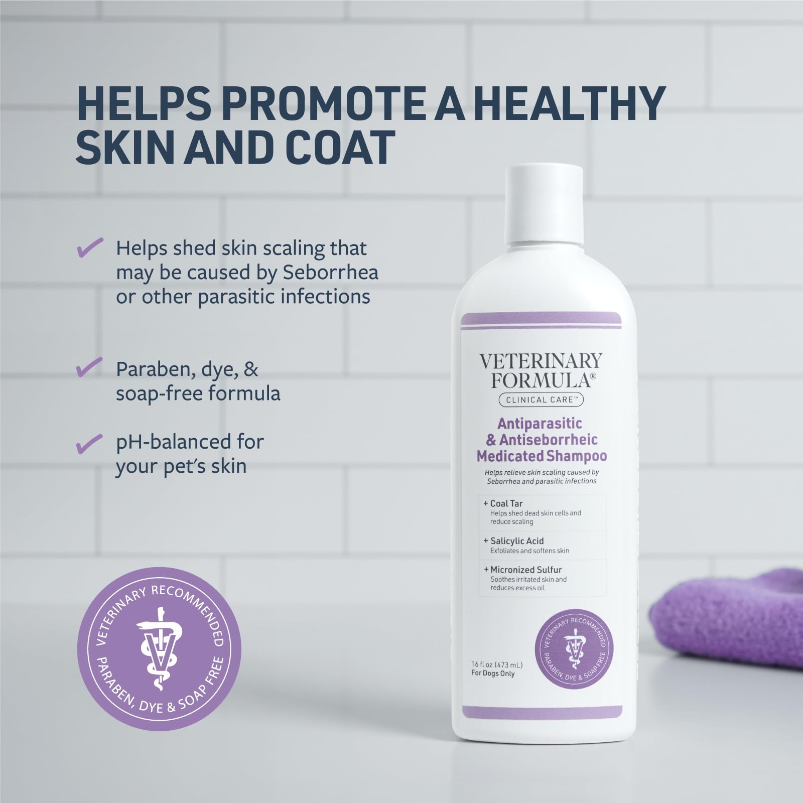 Veterinary Formula Clinical Care – Antiparasitic & Antiseborrheic Medicated Dog Shampoo – Supports Dry, Irritated Skin and Helps Soothe Occasional Itchy Spots – 16 oz