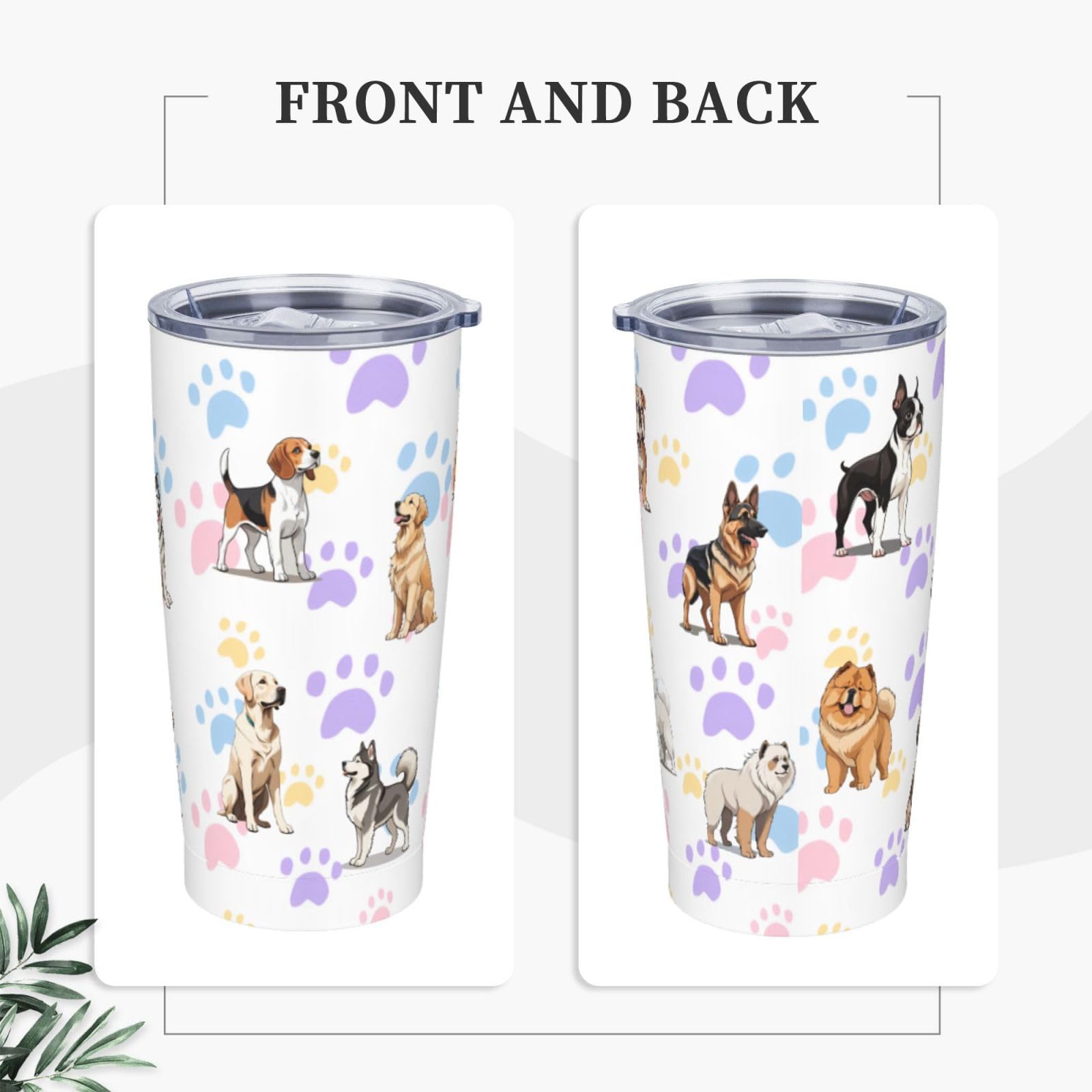 TOMASLINK Cute Dog Coffee Mug Gift For Dog Lover,Dog Mom,Dog Dad 20oz Stainless Steel Dog Coffee Tumbler With Lid And 2straw, Dog Mom Anime Insulated Travel Mug Coffee Cup (Dog-A)