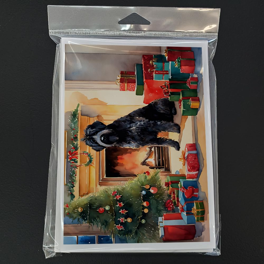 Caroline's Treasures DAC2619GCA7P Bouvier des Flandres Cozy Christmas Greeting Cards Pack of 8 Blank Cards with Envelopes Whimsical A7 Size 5x7 Blank Note Cards