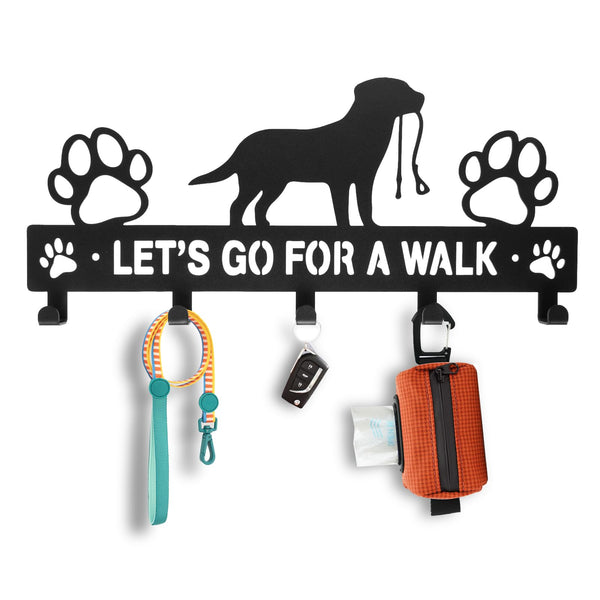 BienBion Iron Dog Leash Holder for Wall with 5-Hooks, Doorway Dog Hooks, Dog Accessory Holder