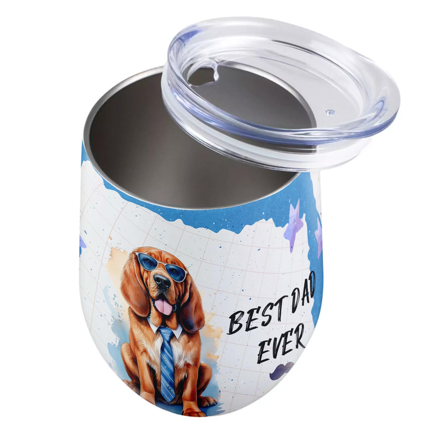 Ninety3POD Happy Father's Day Best Bloodhound Cool Dad Ever 12oz Stainless Steel Tumbler Insulated Cup with Lid Dog Lover 12007